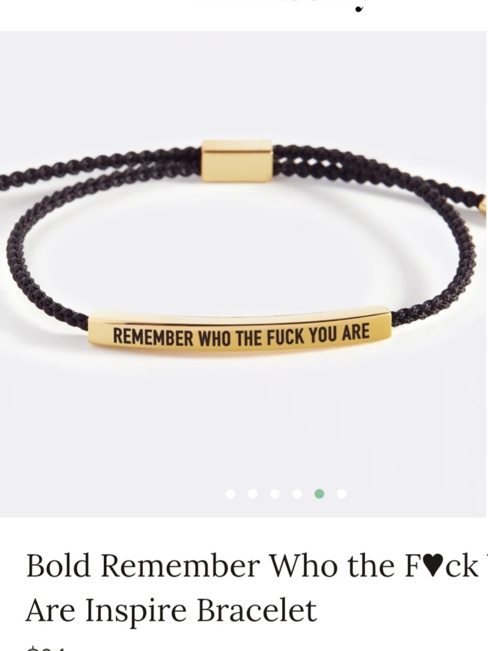 New Mint&Lily Gold Bar Black Cord Inspirational Bracelet - Remember Who You Are
